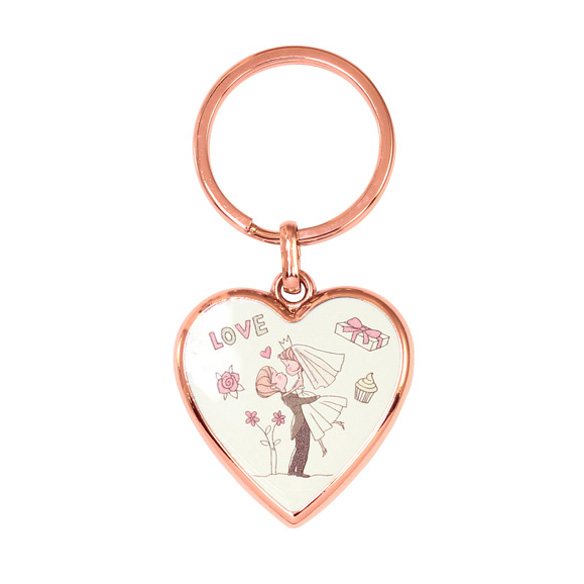 Small Fashion Heart-Shaped Metal Keyring is copper plated.