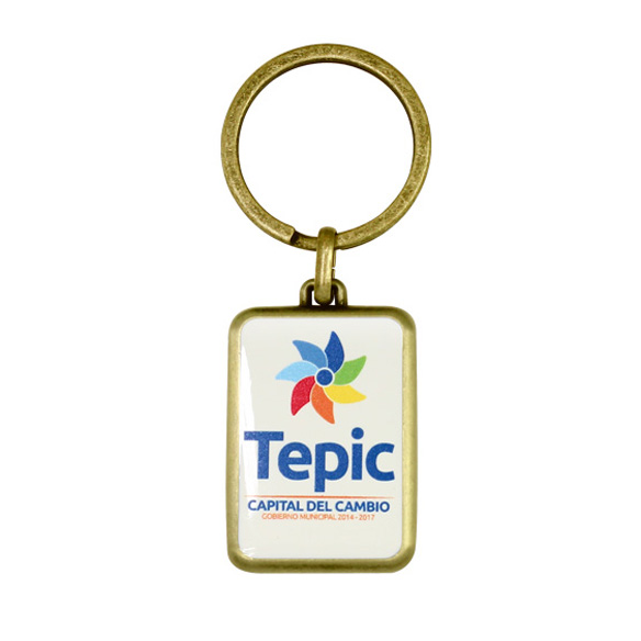 Rectangular promotional keyring is made of zinc alloy (small size)