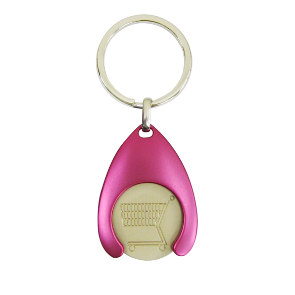 Shopping Cart Coin Keychain is colored plating.-pink