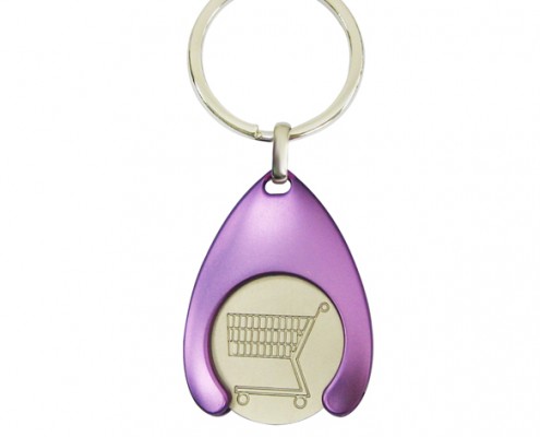 Shopping Cart Coin Keychain is colored plating.-purple