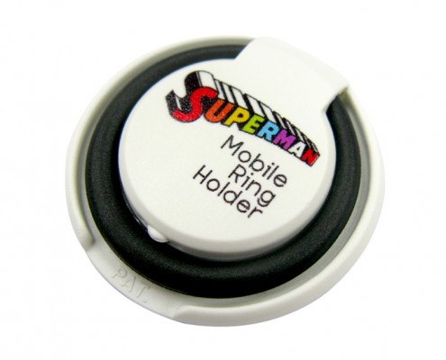 The white ring holder for mobile phone with black ring and custom logo