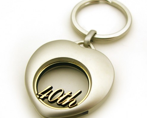 Heart Shape Zinc Alloy Coin Keyring was laser printed and the color became luxurious.