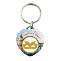 The front side of the heart shaped coin keyring