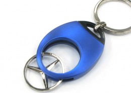 You can put a coin in a blue coin keychain.