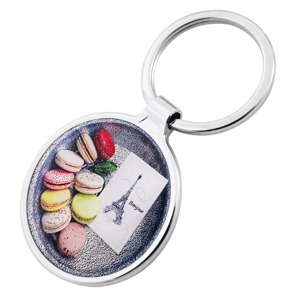 Round Custom metal Keyring with cute macaron's picture