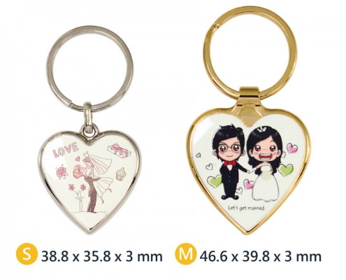 The medium size and small size of Fashion Heart-Shaped Metal Keyring