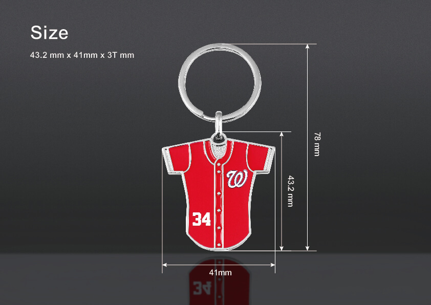 Metal Keyring in Baseball Jersey Shape