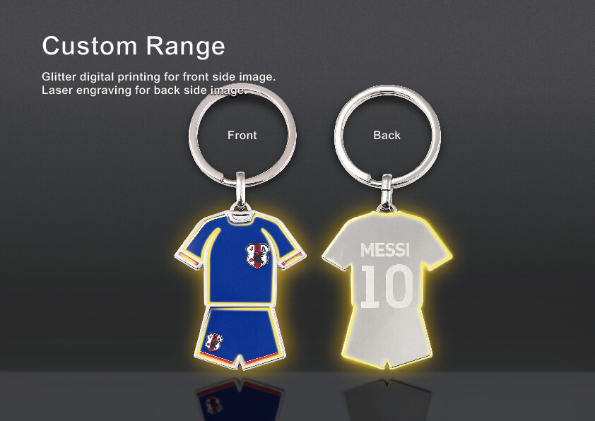 Custom range of Metal Soccer Jersey Shape Keyring