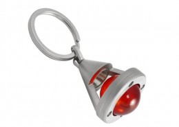 The plastic ball of Advertising 3D Triangular Cone Keychain can be customized with different colors.