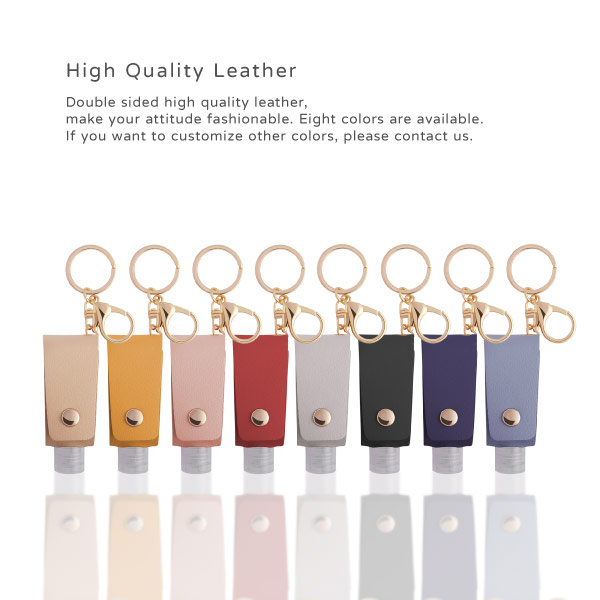 Various colors of Portable Squeeze Bottle With Leather Keychain