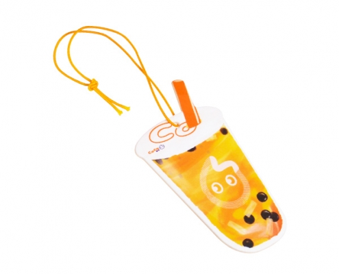 The shape of the Customized Car Air Freshener is passion fruit drink.