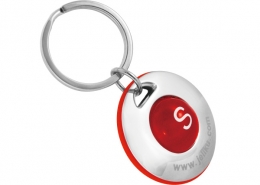 The outer ring of Laser Engraving Custom Round Plastic Ball Keychain can be plated different colors