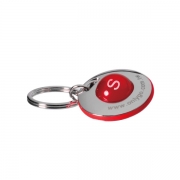 The plastic ball of Laser Engraving Custom Round Plastic Ball Keychain can be pad printed