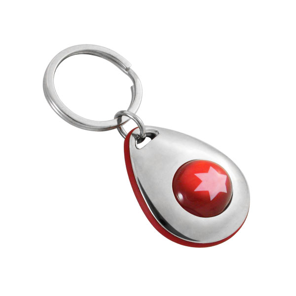 You can customize your logo on the plastic ball of the Customized Drop Shape Keychain.
