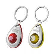 The plastic ball of Customized Drop Shape Keychain can be customized with different colors.