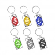 Many colors can be chosen for the metal sheet of the Rectangle Cut Out Custom Keychain.