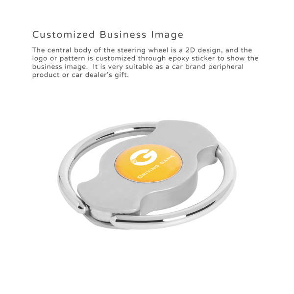 Custom Steering Wheel Keyring With Smooth Center- Customized Business Image