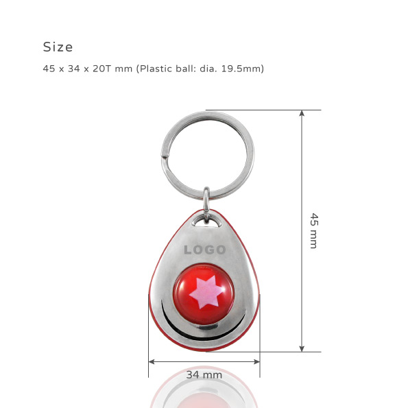 The size of Customized Drop Shape Keychain