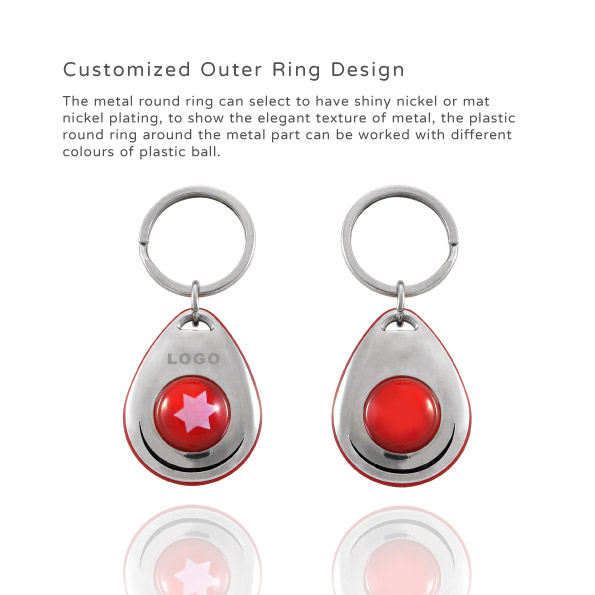 The metal ring can be customized on Customized Drop Shape Keychain