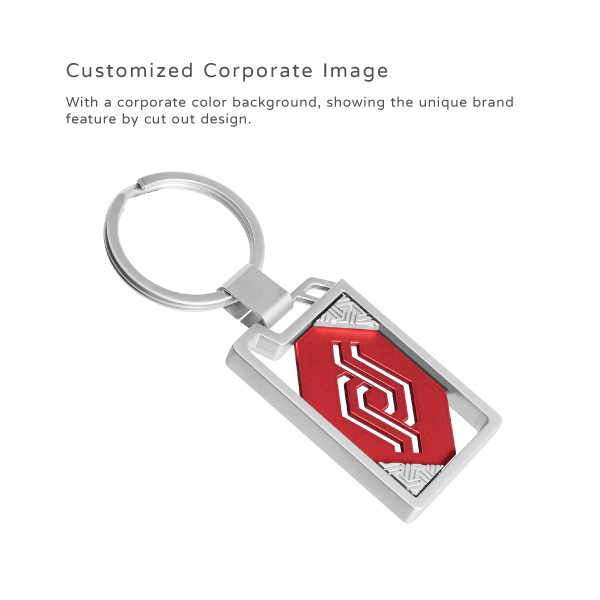 Rectangle Cut Out Custom Keychain-Customized Corporate Image