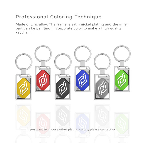 Rectangle Cut Out Custom Keychain- Professional Coloring Technique