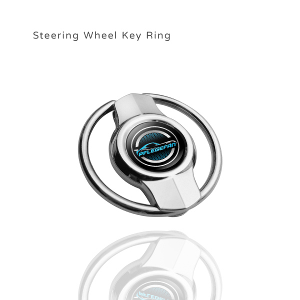 Steering Wheel Keychain With Epoxy Sticker