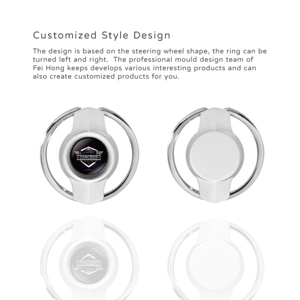 Steering Wheel Keychain With Epoxy Sticker- Customized Style Design