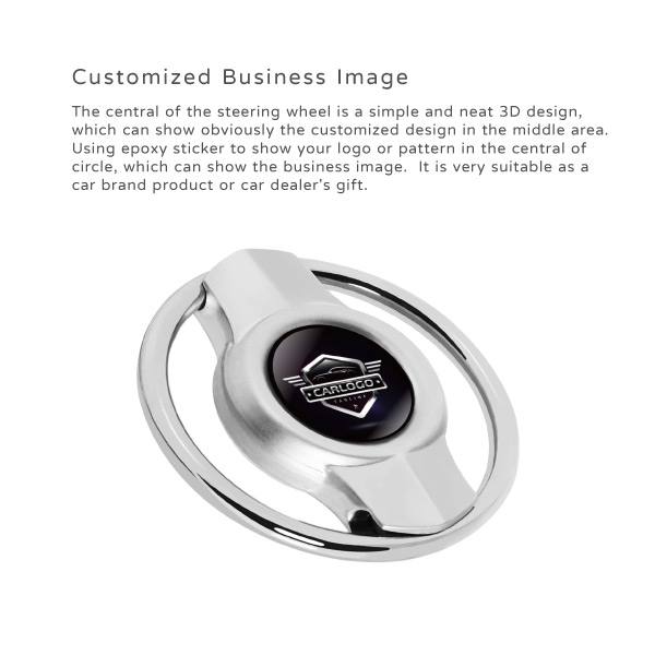 Steering Wheel Keychain With Epoxy Sticker- Customized Business Image