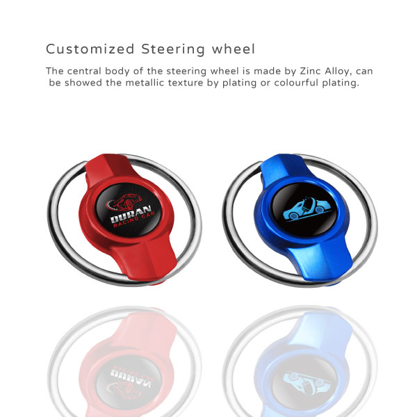 Steering Wheel Keychain With Epoxy Sticker- Customized Steering wheel