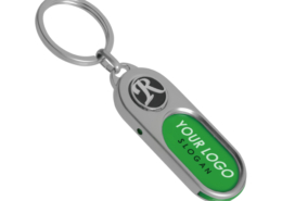 Your brand can be imprinted in two locations on the Customized Embossed Logo Promotional Keyring.
