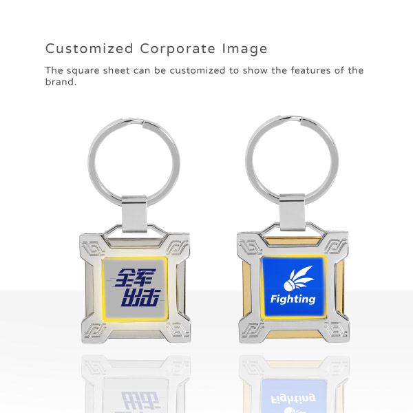 Square Laser Logo Keychain With Concave Surface- Customized Corporate Image