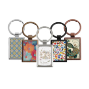 Different colors are available for the Square Metal Vintage Photo Frame Keychain.