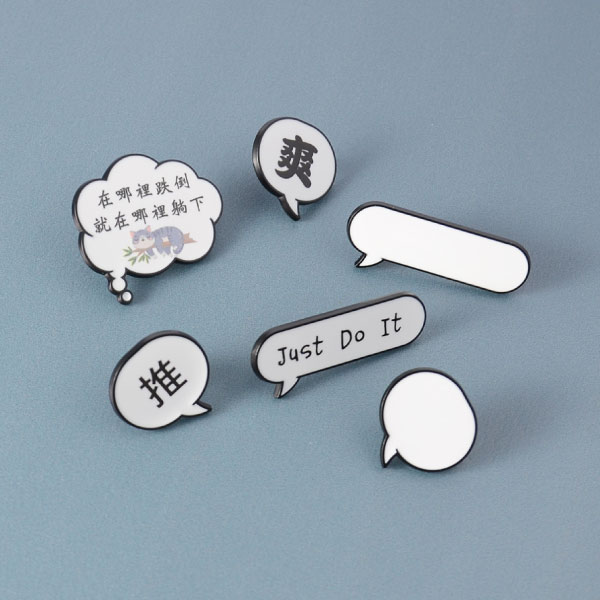 Various examples of Personalized Speech Bubble Pin Badge