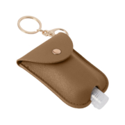 The keychain can be customized with digital printing, embossing, and hot stamping.