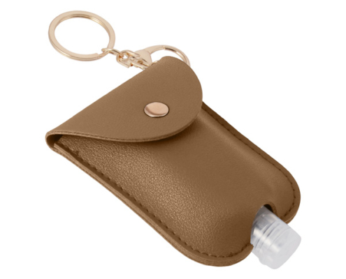 The keychain can be customized with digital printing, embossing, and hot stamping.