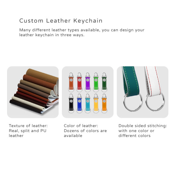 Personalize the leather'color, material and sewing on Manly Style Carabiner Shaped Keyring.