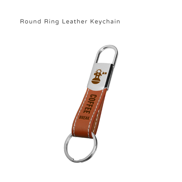 The front side of Personalised Double Ended Leather Hook Keyring