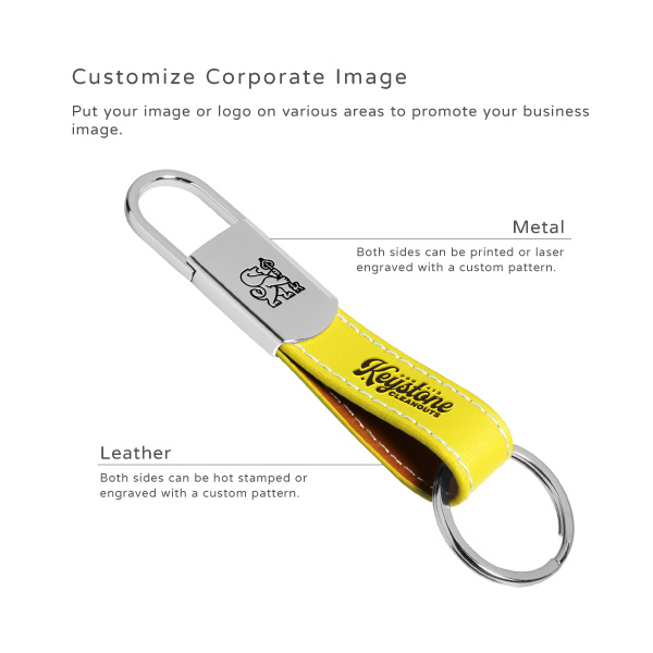 Personalised Double Ended Leather Hook Keyring promotes your brand.