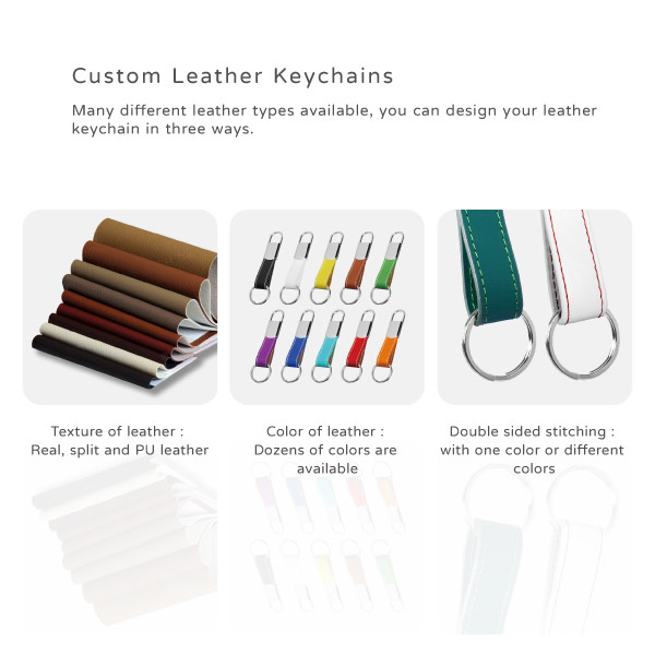 There are various leather types of Personalised Double Ended Leather Hook Keyring available.