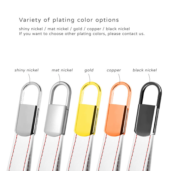 Personalised Double Ended Leather Hook Keyring is available in a variety of plating colors.