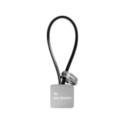 Laser engraved your text on the back side of Square Custom Keychain with PVC Rope
