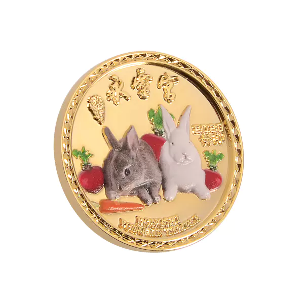 3D relief effect of 2023 Chinese New Year Rabbit Metal Coin