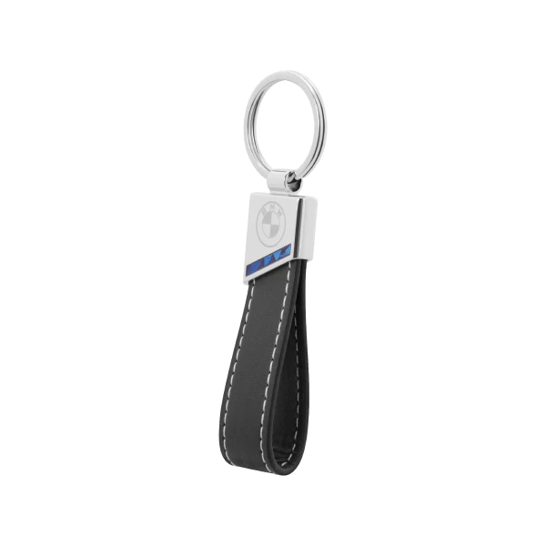Laser engraved your LOGO with Slanted Metal Leather Keychain (Geometric Cut Printed)